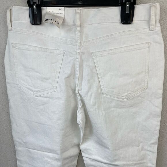 NWT Stylus White Distressed Boyfriend Cropped Pants Size 29/8 - Picture 5 of 7